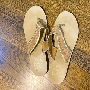 Jack Rogers Cork & Gold Flip Flop Sandals